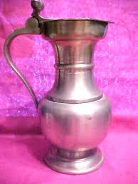 UNUSUAL Pewter Covered Pitcher With lid/ Handle 8 inches tall Acorns on Handle | eBay