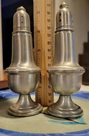 Empire Pewter Weighted 5.5" Salt Pepper Shakers Glass Lining #742 Vintage 1980s | eBay