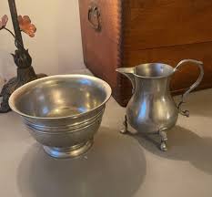 Colonial Williamsburg Pewter Bowl and Creamer - Etsy