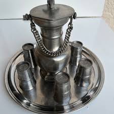 Vintage 8 Pc Set Fin Fein Zinn Etain PEWTER PITCHER, 6 Cups & mix match Tray | eBay