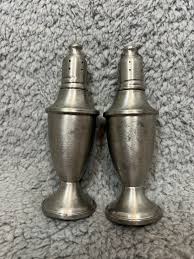 VINTAGE PEWTER SALT AND PEPPER SHAKERS