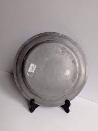 Medium Antique French Round Pewter Plate (11") With Family ...