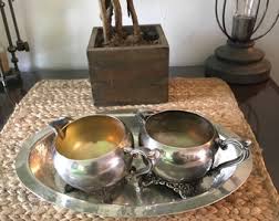 Vintage Silver Tray and Two Creamers/sauce Boat - Etsy