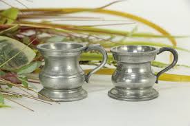 Victorian English Pewter Pair of Small Mugs or Tankards, 20 ...