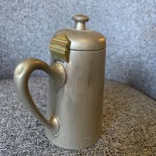 F.W. & J. 10/10% Small Pewter Tea Pot Pitcher Antique Brass ...