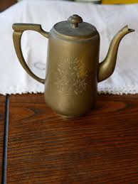 Vintage Brass Teapot Harilela's India Etched Leaf Design - Etsy