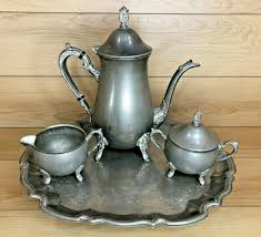 Vintage W Brass Tray, Teapot, Sugar & Creamer Bowls Set Made is Hong Kong | eBay
