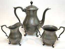 Vintage Wallace Brothers Pewter Teapot Creamer And Sugar Bowl Set | eBay