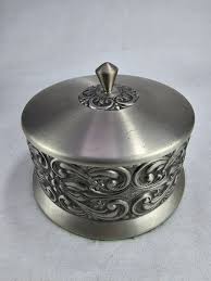 Exquisite Handcrafted Pewter Jewelry Box - Norwegian Tin Art with Delicate Rose Design - Norwegian folkart