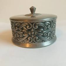 Vintage Pewter Box - Norwegian Pewter - Hagness Pewter - Scandinavian Box - Pewter Box With Lid - Pewter Jar - Etsy