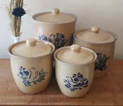 Vintage Pfaltzgraff Folk Art Stoneware Canister Set - Set of ...