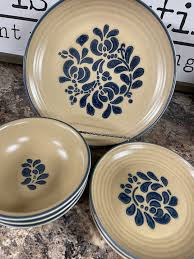 Pfaltzgraff Folk Art Dinnerware: Blue Floral Salt Glaze Pottery ...