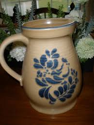 Pfaltzgraff Folk Art Brown Blue Flower Stoneware 416 Large Pitcher 2 1/2 Quart | eBay