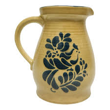 1980s Pfaltzgraff Stoneware Folk Art Ceramic 2.5 Quart Pitcher | Chairish