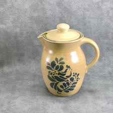 Pfaltzgraff FOLK ART COFFEE SERVER #490 WITH LID TAN & BLUE ...