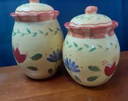 Set of 2 Pfaltzgraff Napoli Handpainted Ceramic Canisters ...
