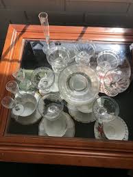 Lot of 7 Etched Clear Glass Dessert Cups Saucers Vase, 2 ...