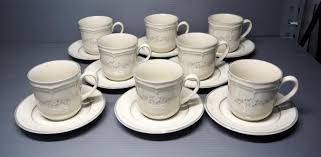 International Hillside Stoneware Dishes, Mystic Pattern, Includes Dinner & Salad Plates, Saucers, Cups, & Bowls, Total Qty 38 (1 Salad Plate Chipped) - Mayo Auction & Realty