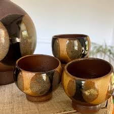 Mid Century Modern Decanter, Ceramic Decanter, Bar Decor, Bar Cart, Vintage Barware, Vintage Pottery, Shot Glasses - Etsy