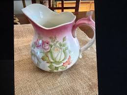 Vintage Rose Floral Design Ceramic Pitcher/pink Rose ...