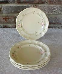 Pfaltzgraff Tea Rose Dessert Plates (4) Salad Pink Blue ...