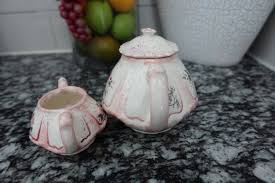 Vintage Nancy Boozer Signed Sugar and Creamer Set in White ...