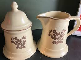 Pfaltzgraff Village pattern vintage creamer and sugar with ...