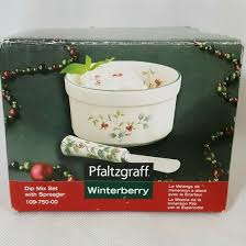 Pfaltzgraff Winterberry Dip Bowl Set w Spreader Knife ...