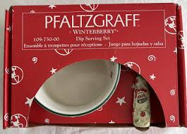 Pfaltzgraff Winterberry pattern dip serving set new in box ...