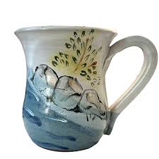 Mudworks Mug Pottery Redware Coffee Cup Beach Scene "Walter ...