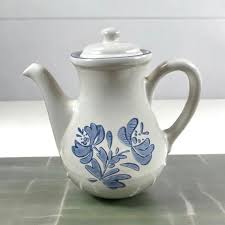 Pfaltzgraff Yorktowne Teapot, Vintage Stoneware Blue Floral ...
