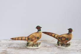 pair of large ceramic pheasants, vintage Arco Japan bird ...