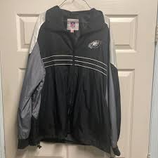 Philadelphia Eagles Jacket Mens XL Black Windbreaker NFL ...