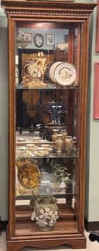 Vintage Philip Reinisch Lighted Oak Curio Cabinet Solid Wood Glass Shelves | eBay