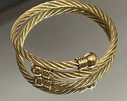 Men's Gold Tone Stainless Steel Wired Bracelet - Etsy