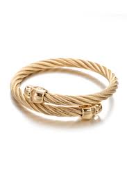 Men's 18K Gold Plated Skull Head Wire Cuff Bracelet - Nick ...