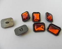 7, 20mm Square Orange Gem Gunmetal Button - Etsy