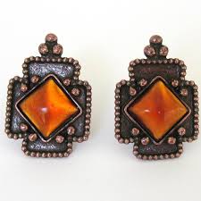 Philippe Ferrandis Clip Earrings Bronze Gripoix Glass 1990s ...
