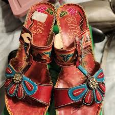 Elite Conkus Navajo WOMENS SANDALS FLORAL tooled LEATHER ...