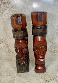 Vintage Jamaica Hand Carved Couple Solid Wood Statues ...