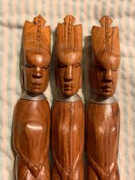 Set of Three Vintage African Teak Wood Carved Utensils - Etsy