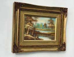 Original Landscape Oil Painting, Oil on Wood Board, Signed, Baroque Style Frame (27.5 X 22.5) Cm, Decorative Wall Painting, Art Collectibles - Etsy