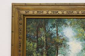 Woodland Dining Vintage Original Oil Painting Gilbert 39"