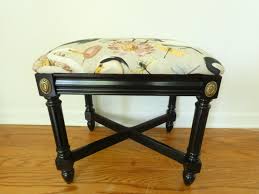French Vintage Black Wooden Heron Print Footstool Tabouret Pouf - Etsy India