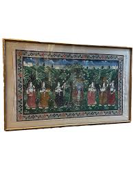 Old Indian Pichwai Krishna With Gopis On Silk | Asian Art ...
