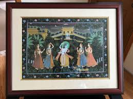 PERSIAN INDIAN VTG PAINTING Gouache Linen PROFESSIONAL MATTE ...