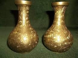 Authentic etched brass vase stamped India Set of 2 vintage brass vases | eBay
