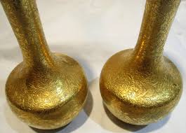 Vintage Gold Venetian Art Glass Bud Vases - Embossed Lotus Pair - Etsy Australia