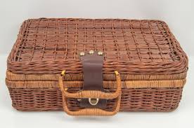 Vintage Wicker Woven Rectangular Picnic Basket Storage ...
