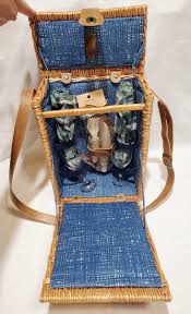 Pier1 Imports Wine Brown Picnic Basket Long Handle Wicker 14 ...